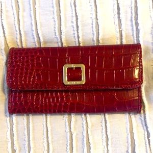 Liz Claiborne red faux crocodile leather wallet